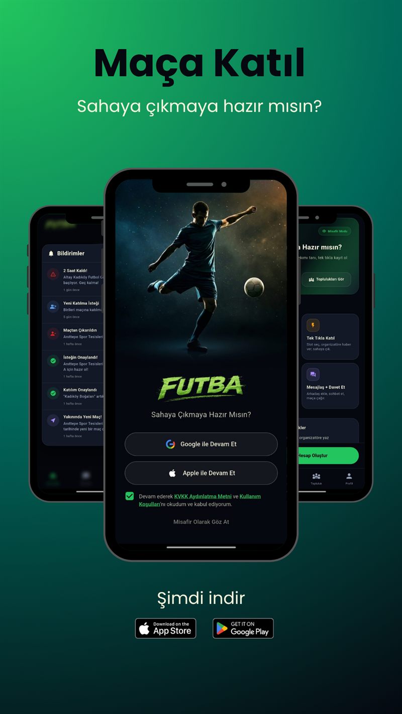 Futba uygulaması — maça katıl, sahaya çık