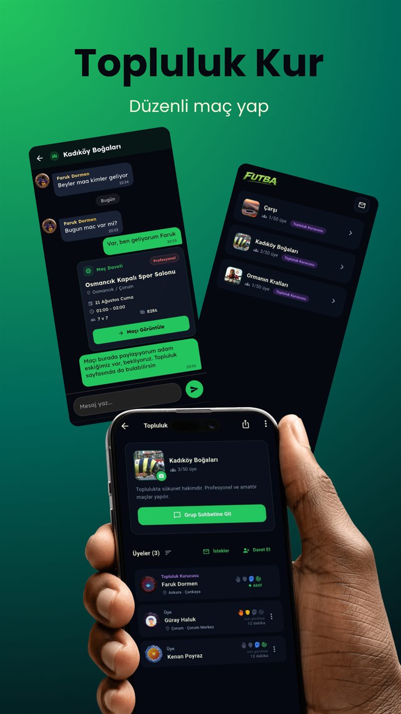 Futba — topluluk kur, düzenli maç yap