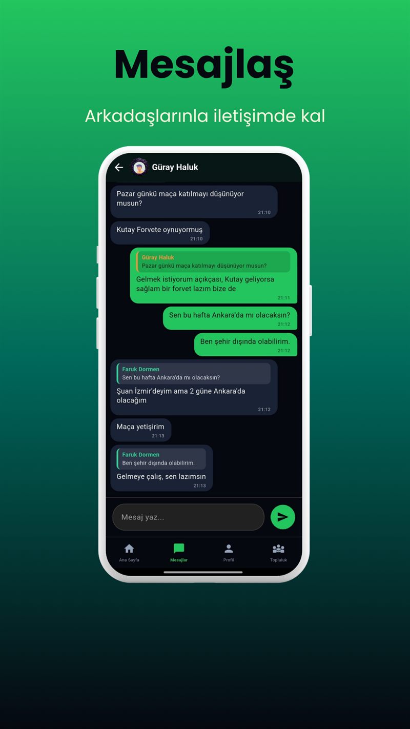Futba — takımınla anlık mesajlaş